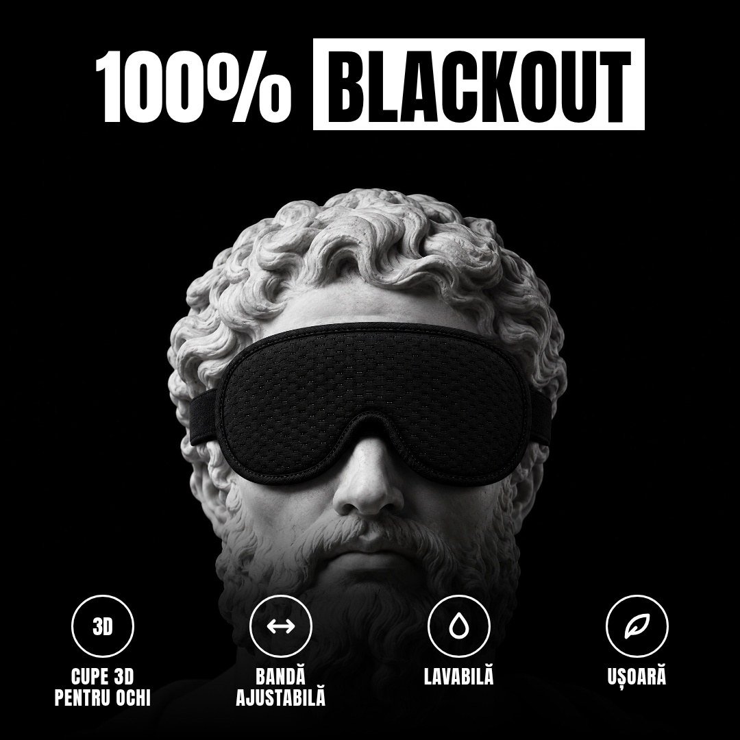Mască de somn 3D – 100% blackout, bandă ajustabilă